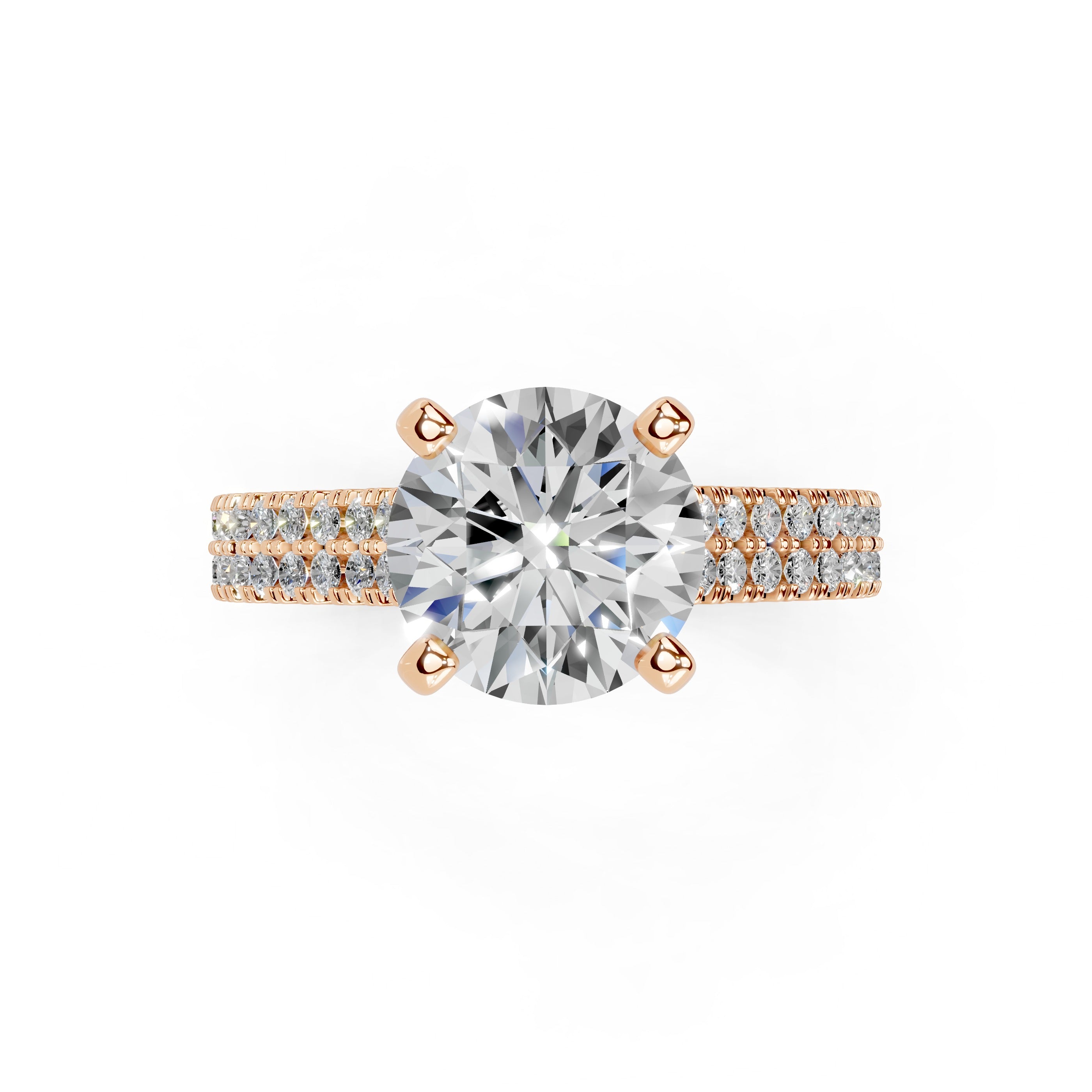 Round Cut Double Pave Lab Grown Diamond Engagement Ring
