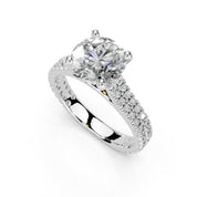 Round Cut Double Pave Lab Grown Diamond Engagement Ring