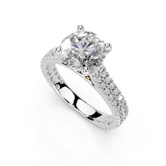Round Cut Double Pave Lab Grown Diamond Engagement Ring