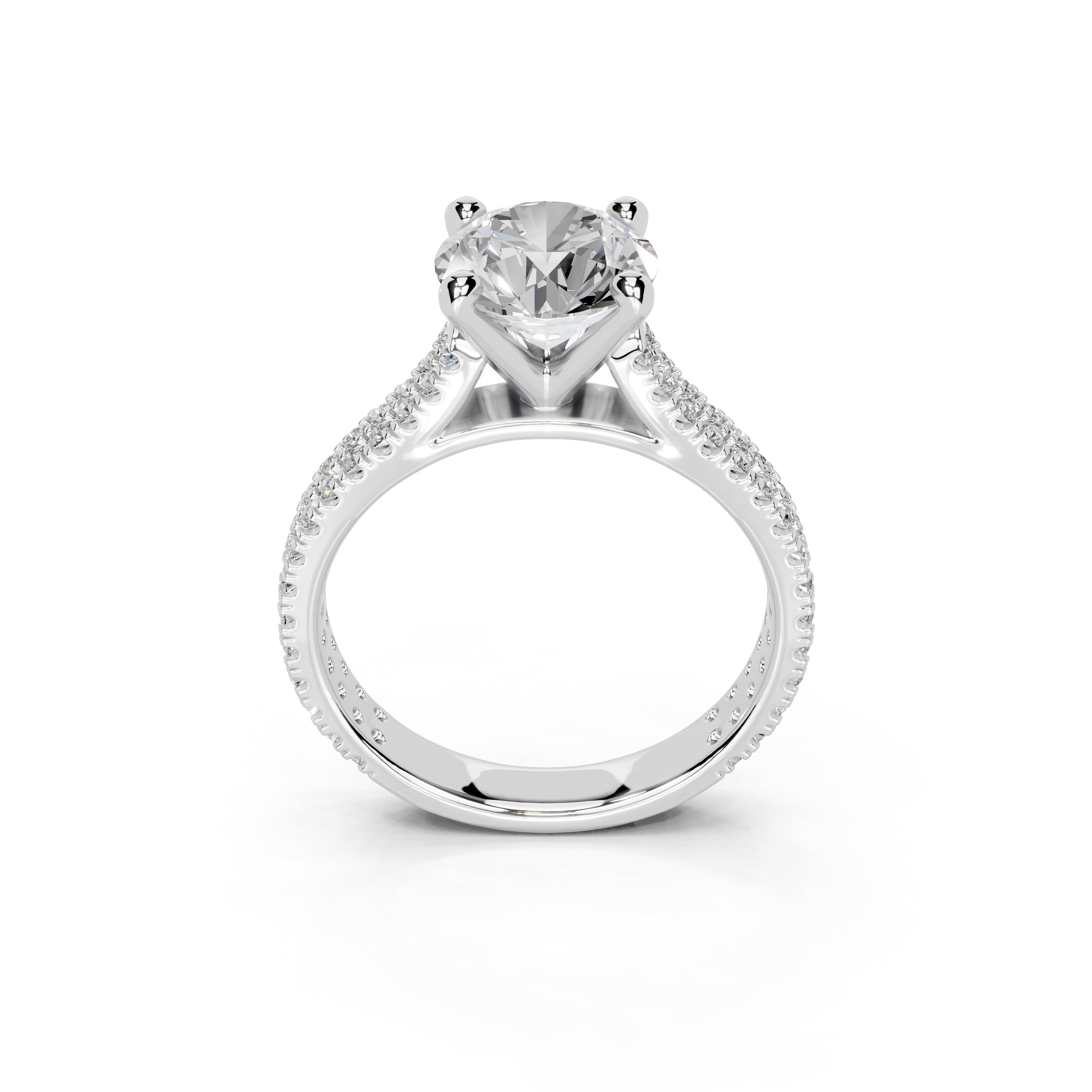 Round Cut Double Pave Lab Grown Diamond Engagement Ring