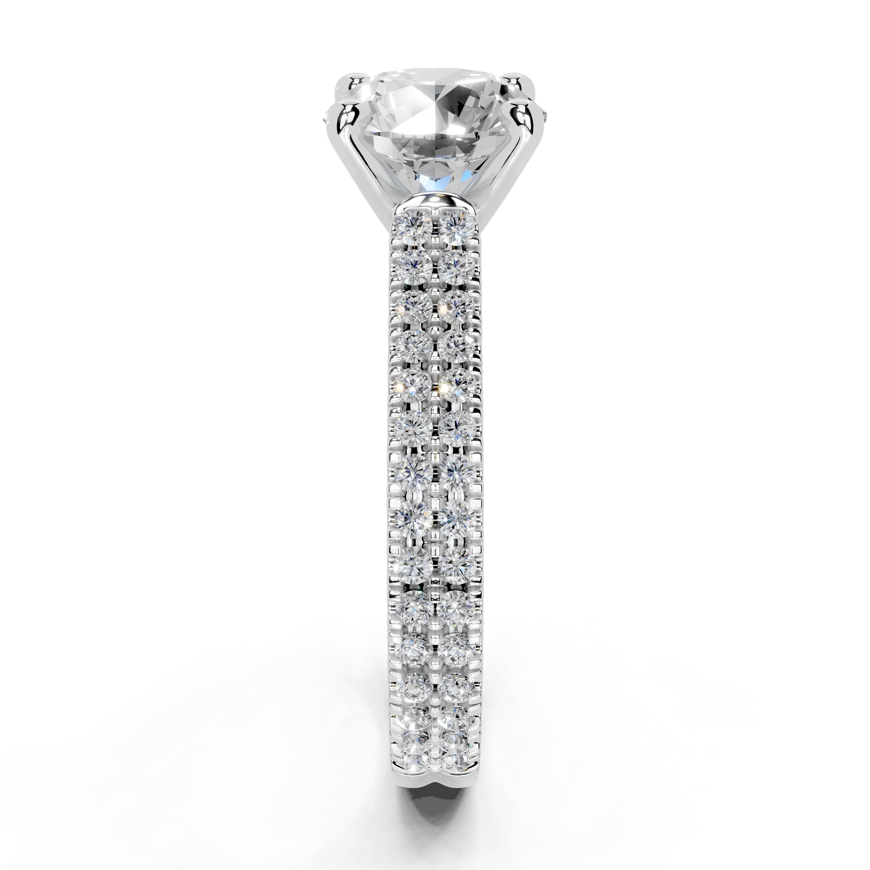 Round Cut Double Pave Lab Grown Diamond Engagement Ring
