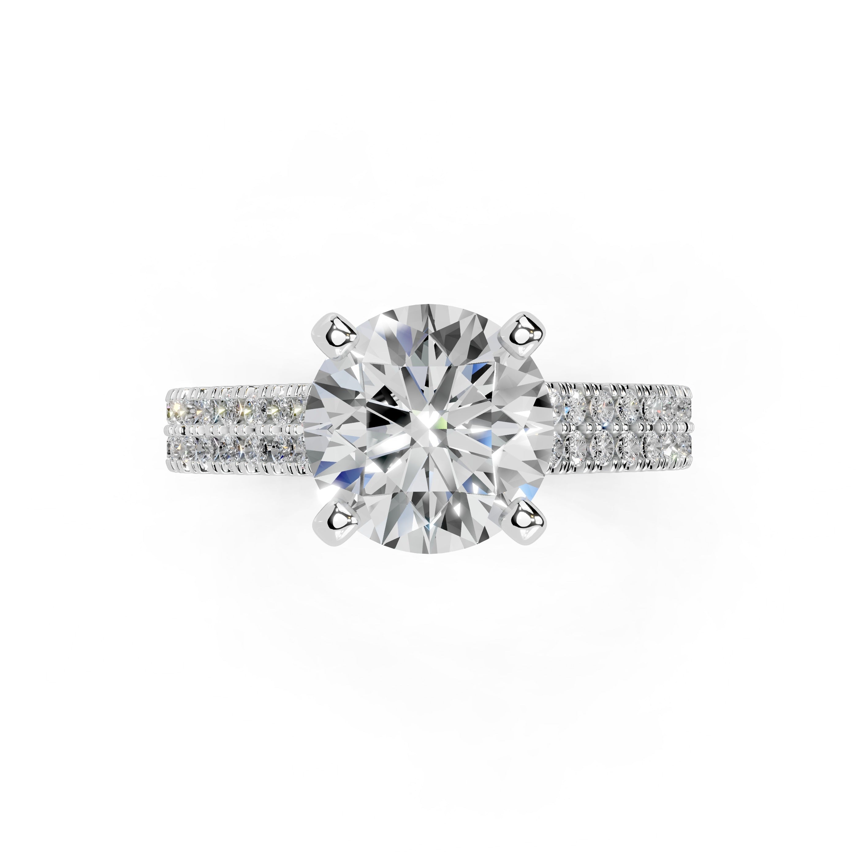 Round Cut Double Pave Lab Grown Diamond Engagement Ring