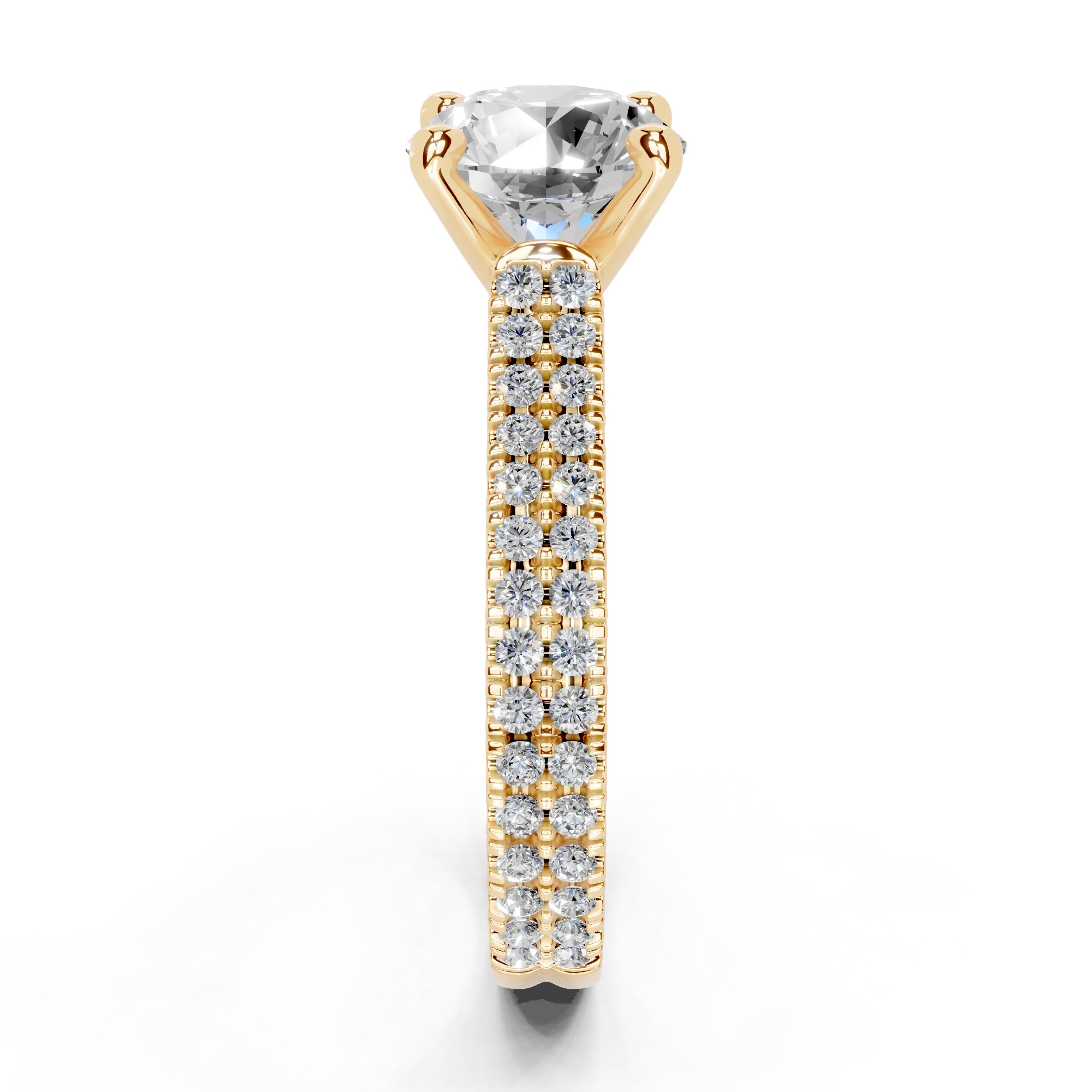 Round Cut Double Pave Lab Grown Diamond Engagement Ring