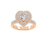 Heart cut Pave Lab Grown Diamond Engagement Ring with vintage double halo setting