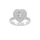 Heart cut Pave Lab Grown Diamond Engagement Ring with vintage double halo setting