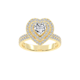 Heart cut Pave Lab Grown Diamond Engagement Ring with vintage double halo setting