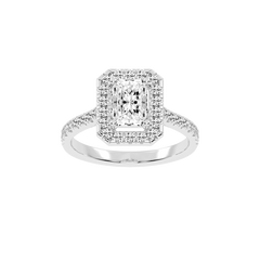 Radiant Cut Pave Setting Halo  Lab Grown Diamond Engagement Ring