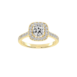 Cushion Cut Pave Setting Halo  Lab Grown Diamond Engagement Ring