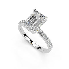 3 CT Emerald Cut Hidden Halo Pavé Lab-Grown Diamond Engagement Ring (3.00 CT Center, ≈3.40 CT TW) – Flash Sale