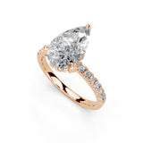 Pear Cut Hidden Halo Pave Lab Grown Diamond Engagement Ring