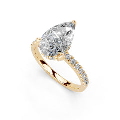 Pear Cut Hidden Halo Pave Lab Grown Diamond Engagement Ring