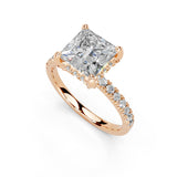 Princess Cut Hidden Halo Pave  Lab Grown Diamond Engagement Ring