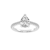 Pear Cut Pave Lab Grown Diamond Engagement Ring