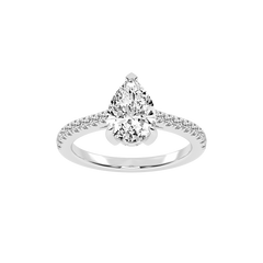 Pear Cut Pave Lab Grown Diamond Engagement Ring