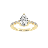 Pear Cut Pave Lab Grown Diamond Engagement Ring