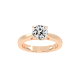 Cushion Cut Petal-shaped Solitaire Lab Grown Diamond Engagement Ring (3.5 mm width)