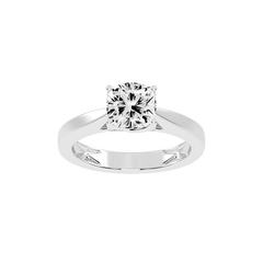 Cushion Cut Petal-shaped Solitaire Lab Grown Diamond Engagement Ring (3.5 mm width)