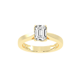Emerald Cut Petal-shaped Solitaire Lab Grown Diamond Engagement Ring (3.5 mm width)