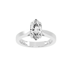 Marquise Cut Petal-shaped Solitaire Lab Grown Diamond Engagement Ring (3.5 mm width)