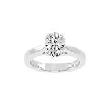 Anillo de compromiso con diamante cultivado en laboratorio en forma de pétalo con corte ovalado y solitario (ancho de 3,5 mm)