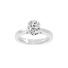 Oval Cut Petal-shaped Solitaire Lab Grown Diamond Engagement Ring (3.5 mm width)