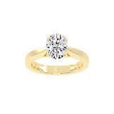 Oval Cut Petal-shaped Solitaire Lab Grown Diamond Engagement Ring (3.5 mm width)