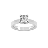 Anillo de compromiso con diamante cultivado en laboratorio en forma de pétalo y corte princesa (ancho de 3,5 mm)