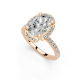 Oval Cut Pave Setting Halo Lab Grown Diamond Engagement Ring