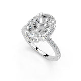 Oval Cut Pave Setting Halo Lab Grown Diamond Engagement Ring