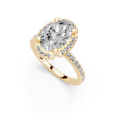 Oval Cut Pave Setting Halo Lab Grown Diamond Engagement Ring