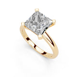 Princess Cut Low Setting Solitaire Lab Grown Diamond Engagement Ring (2.2 mm width)