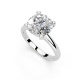 Anillo de compromiso con diamante cultivado en laboratorio de talla redonda y engaste bajo (ancho de 2,2 mm)