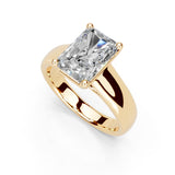 Radiant Cut Wide Band  Solitaire Lab Grown Diamond Engagement Ring (3.5 mm width)