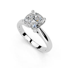 Cushion Cut Square Prongs Solitaire Lab Grown Diamond Engagement Ring (2.6 mm width)