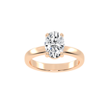 Oval Cut Square Prongs Solitaire Lab Grown Diamond Engagement Ring (3mm width)