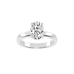 Oval Cut Square Prongs Solitaire Lab Grown Diamond Engagement Ring (3mm width)