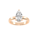 Pear Cut Square Prongs Solitaire Lab Grown Diamond Engagement Ring (3mm width)
