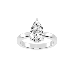 Pear Cut Square Prongs Solitaire Lab Grown Diamond Engagement Ring (3mm width)