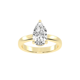 Pear Cut Square Prongs Solitaire Lab Grown Diamond Engagement Ring (3mm width)