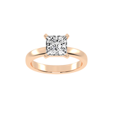 Princess Cut Square Prongs Solitaire Lab Grown Diamond Engagement Ring (3mm width)