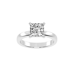 Princess Cut Square Prongs Solitaire Lab Grown Diamond Engagement Ring (3mm width)