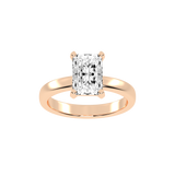 Radiant Cut Square Prongs Solitaire Lab Grown Diamond Engagement Ring (3mm width)