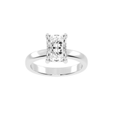 Radiant Cut Square Prongs Solitaire Lab Grown Diamond Engagement Ring (3mm width)