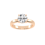 Round Cut Square Prongs Solitaire Lab Grown Diamond Engagement Ring (3mm width)