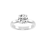 Round Cut Square Prongs Solitaire Lab Grown Diamond Engagement Ring (3mm width)