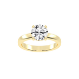 Round Cut Square Prongs Solitaire Lab Grown Diamond Engagement Ring (3mm width)