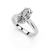 Anillo de compromiso con diamante cultivado en laboratorio en solitario con corte de marquesa y estilo catedral (ancho de 3 mm)