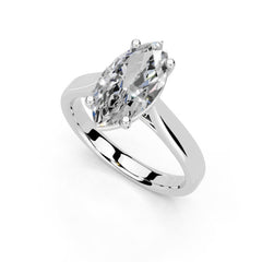 Marquise Cut Cathedral Solitaire Lab Grown Diamond Engagement Ring (3mm width)