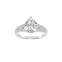 Pear Cut Split Shank  Lab Grown Diamond Engagement Ring
