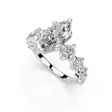 Marquise Cut Fancy  Lab Grown Diamond Engagement Ring with Round side stones